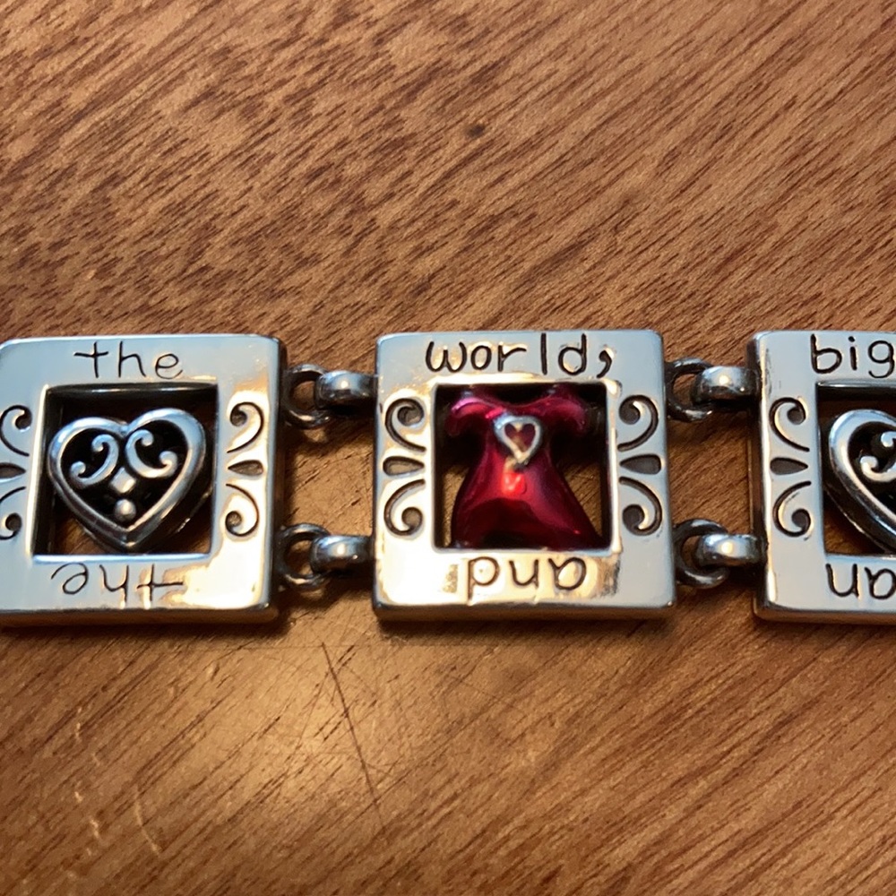 EUC Brighton Go Red for Women bracelet. Small silver tiles, ea w/a heart. - Picture 6 of 11